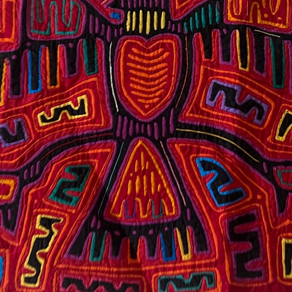 Vintage Hand Sewn Panama Mola Kuna Wall Hanging Eagle Appliqué Folk Art Textile - Picture 3 of 7